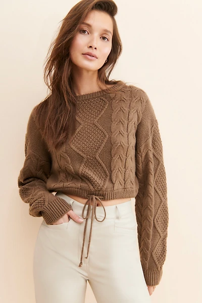 Vigoss Crop Cable Knit Sweater