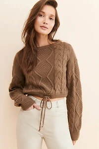 Vigoss Crop Cable Knit Sweater