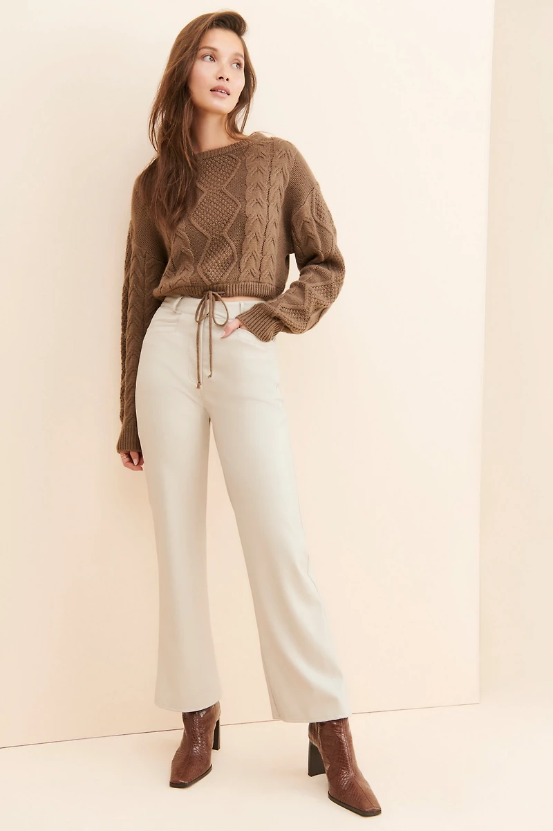 Vigoss Crop Cable Knit Sweater