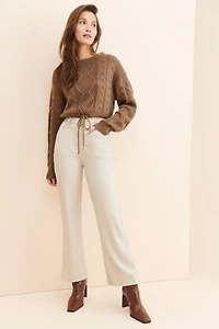 Vigoss Crop Cable Knit Sweater