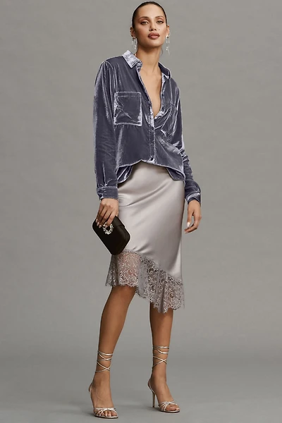 Pilcro Relaxed Velvet Buttondown Shirt