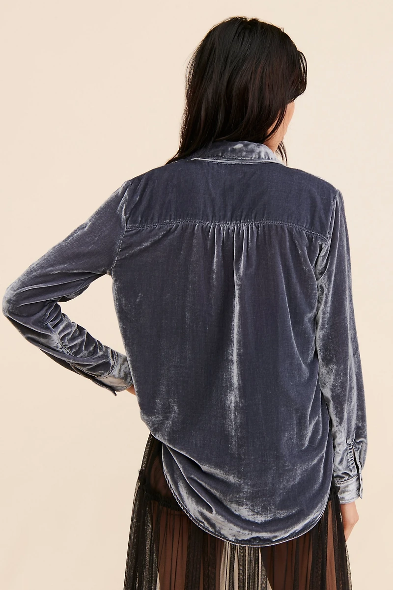 Pilcro Relaxed Velvet Buttondown Shirt