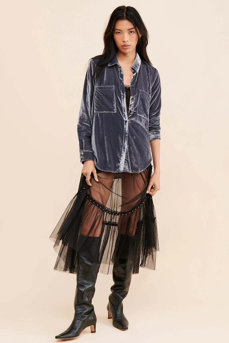 Pilcro Relaxed Velvet Buttondown Shirt