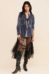 Pilcro Relaxed Velvet Buttondown Shirt