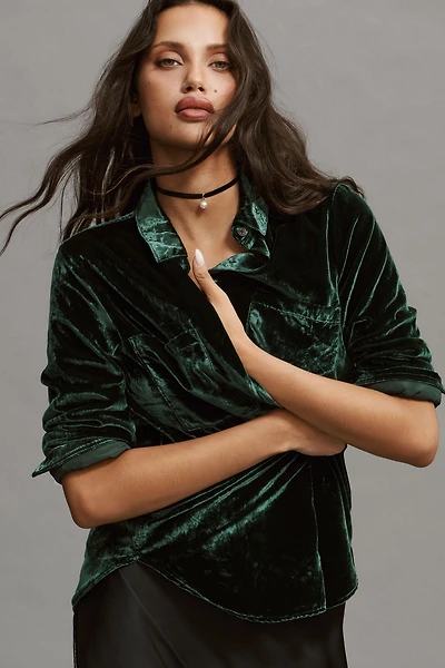 Pilcro Relaxed Velvet Buttondown Shirt