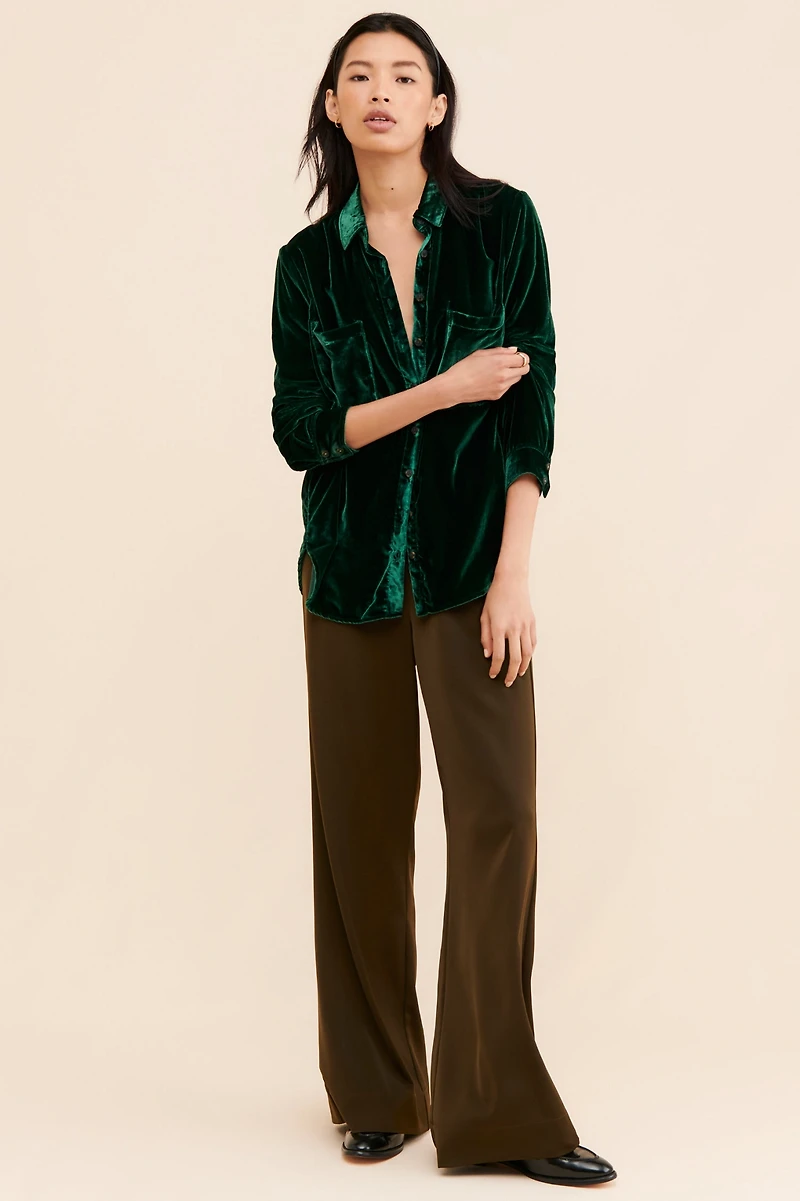 Pilcro Relaxed Velvet Buttondown Shirt