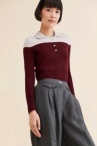 Pure Cashmere Two Toned Polo Sweater