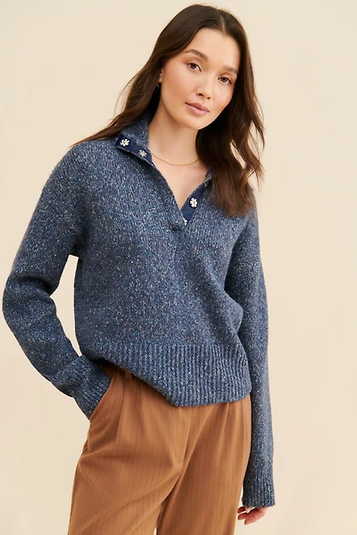 $525 Snap Front Henley Pullover