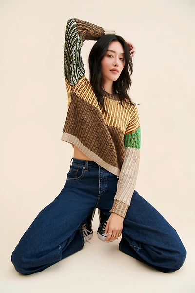 Moon River Colorblock Rib Pullover