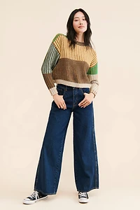 Moon River Colorblock Rib Pullover