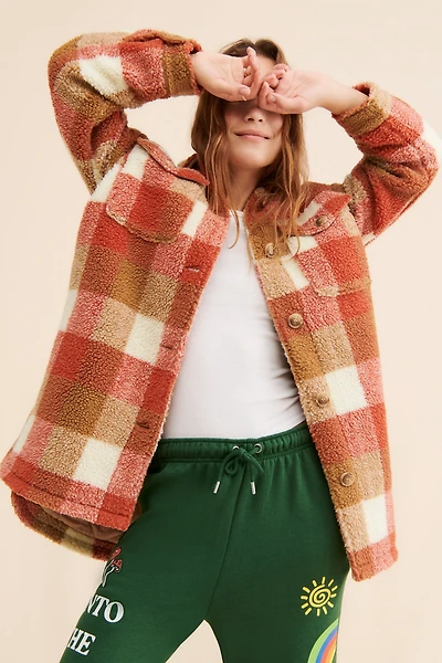 Vigoss Sherpa Plaid Shirt Jacket