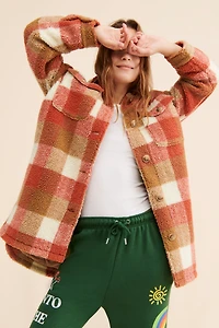 Vigoss Sherpa Plaid Shirt Jacket