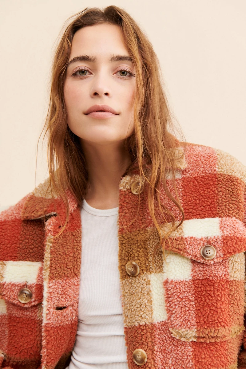 Vigoss Sherpa Plaid Shirt Jacket