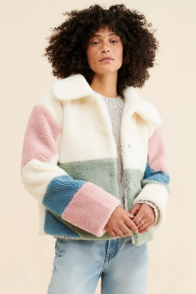 Vigoss Colorblock Fuzzy Jacket