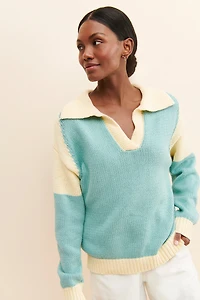 Little Lies Colorblock Polo Sweater