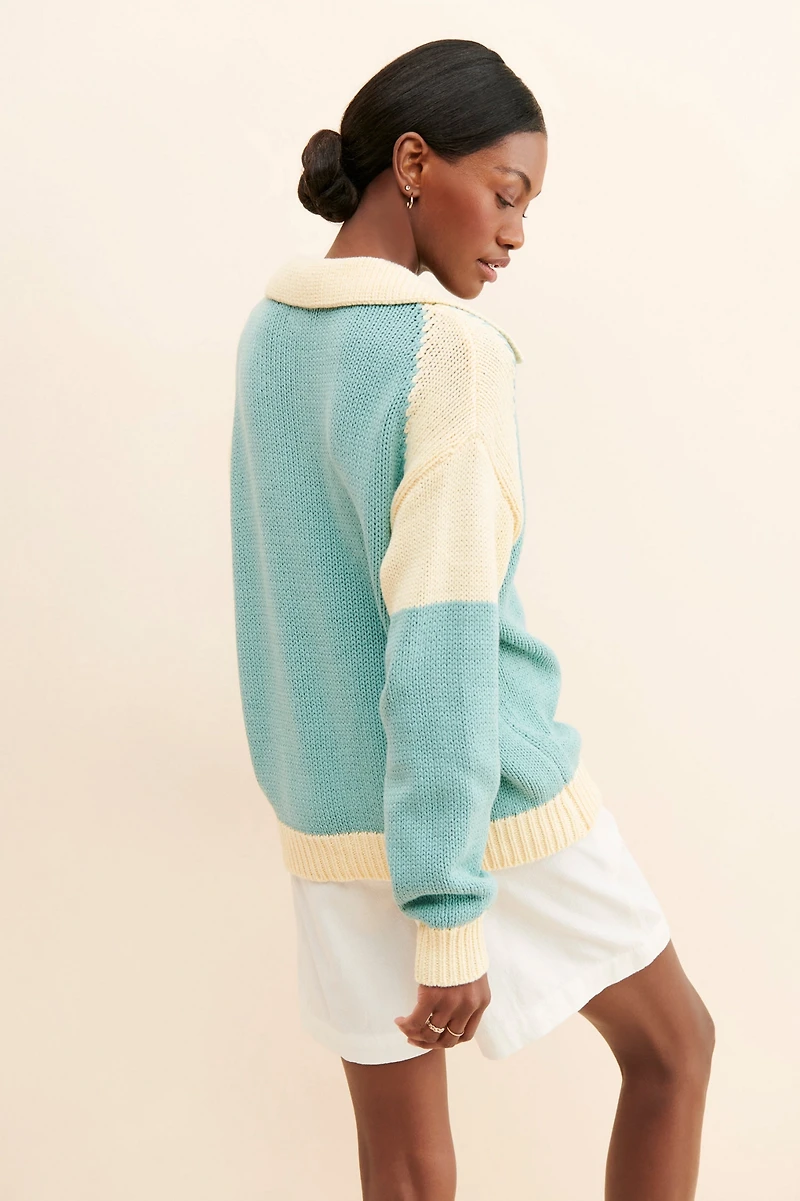 Little Lies Colorblock Polo Sweater