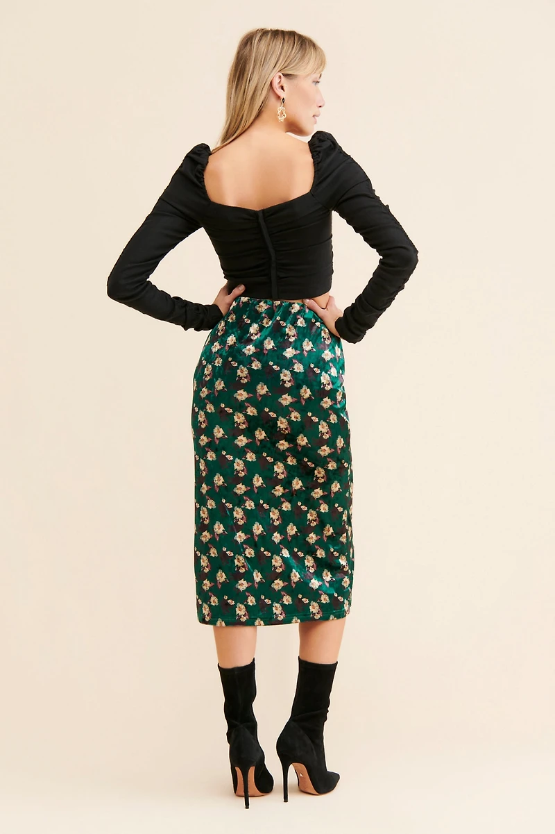 Louche Floral Velvet Skirt