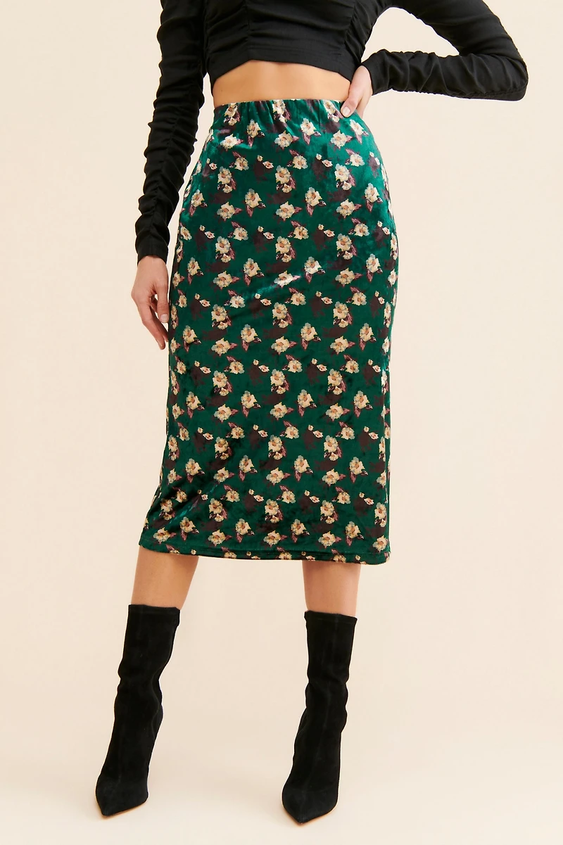 Louche Floral Velvet Skirt