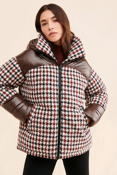 Bernardo Houndstooth Puffer Coat