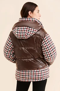 Bernardo Houndstooth Puffer Coat