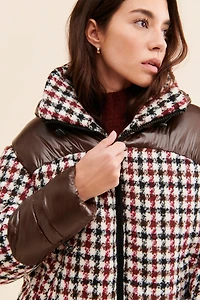 Bernardo Houndstooth Puffer Coat