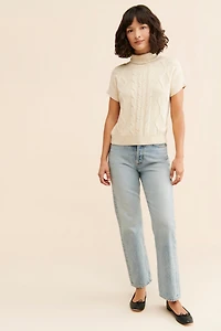 Vigoss Cable Knit Short Sleeve Sweater