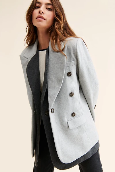 FRENCHMAUVE Double Blazer Oversized Coat