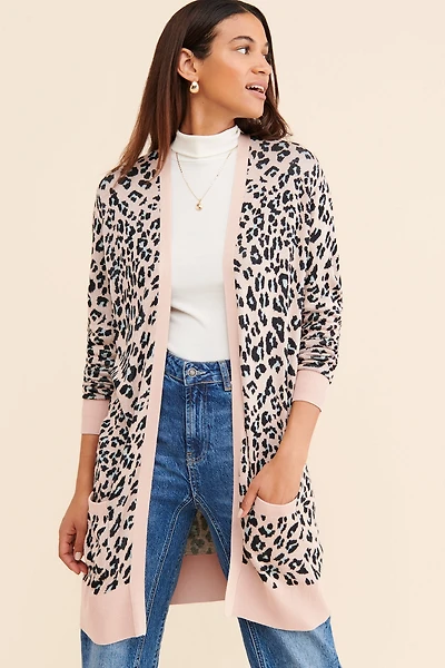 Theo & Spence Jersey Leopard Cardigan