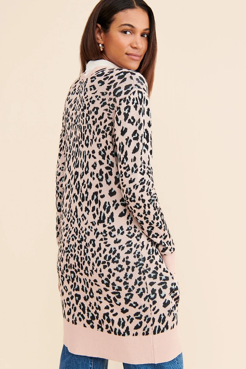 Theo & Spence Jersey Leopard Cardigan
