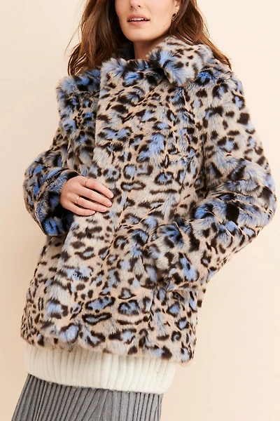 Avec Les Filles Cozy Leopard Faux Fur Coat
