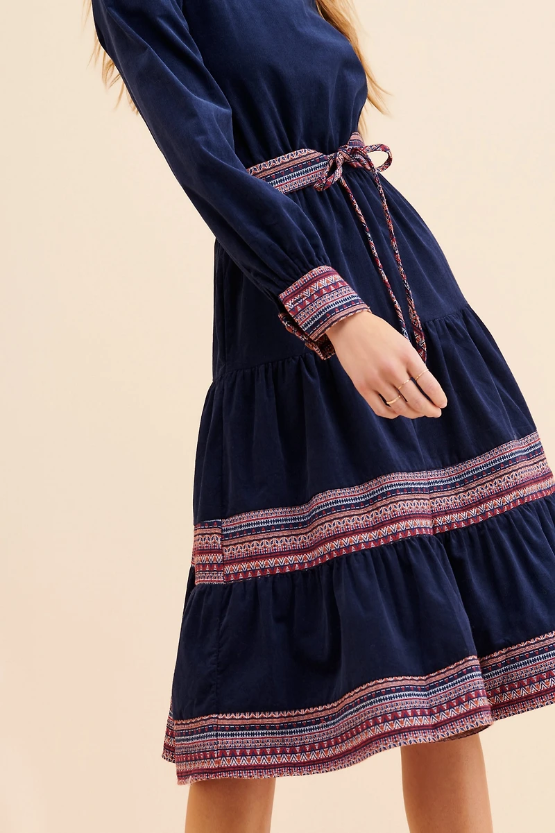 Louche Shina Tiered Jacquard Midi Dress