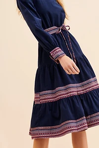 Louche Shina Tiered Jacquard Midi Dress