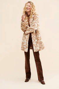 Ruby + Ed Abstract Floral Faux Fur Coat