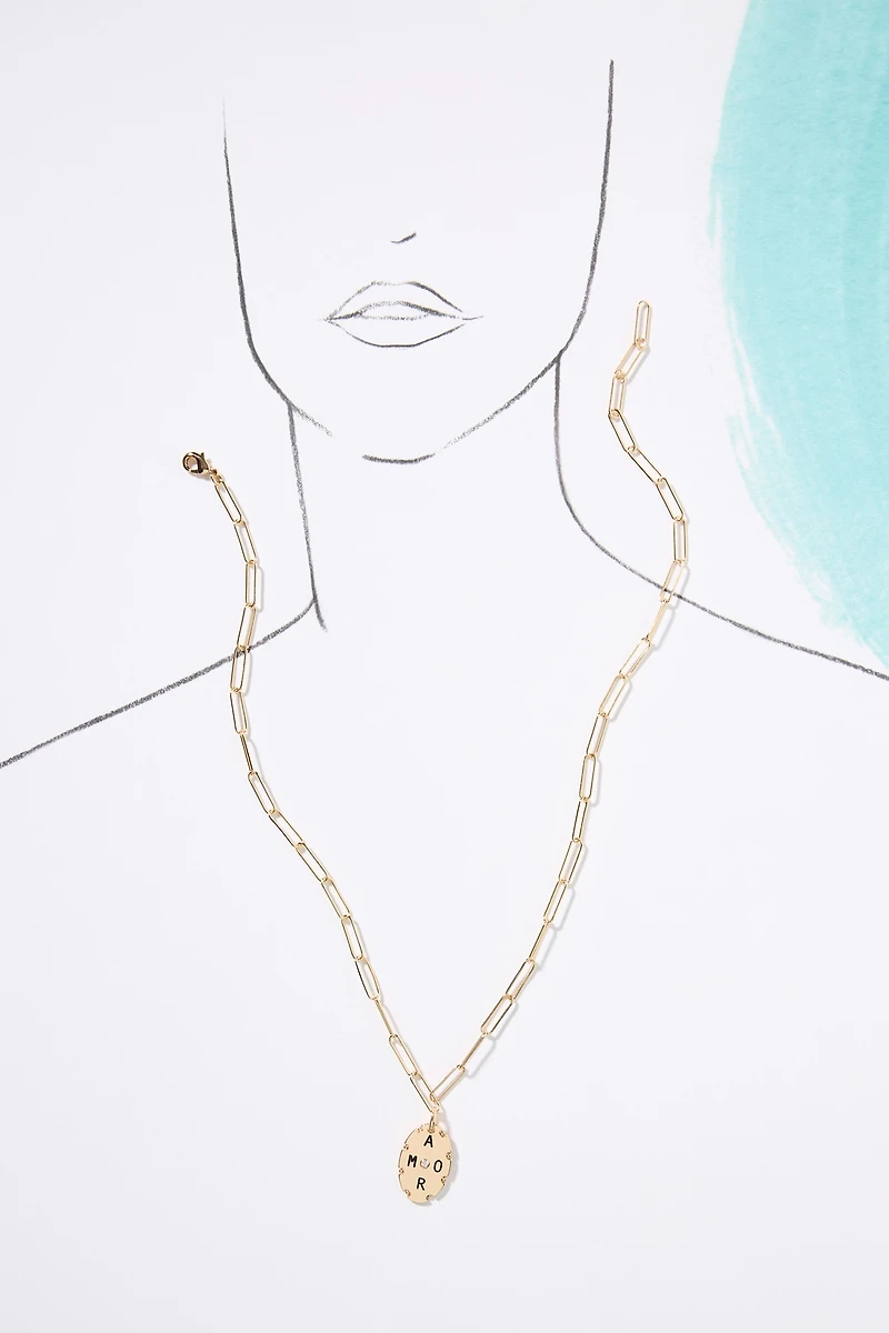 Amor Oval Pendant Necklace