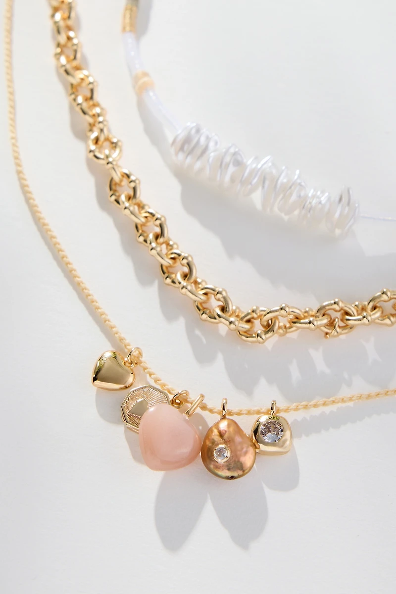 Shades of Sea Layered Necklaces: Charm Edition
