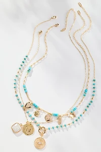 Shades of Sea Layered Necklaces: Charm Edition