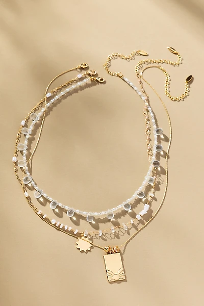 Shades of Sea Layered Necklaces: Charm Edition
