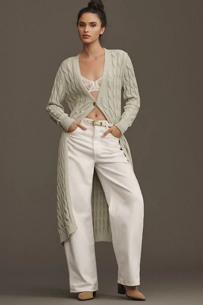 Ollari Extra-Long Cable Cardigan Sweater