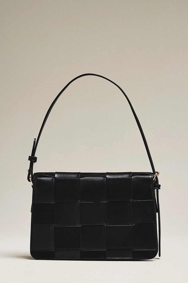 Faux-Suede Woven Shoulder Bag