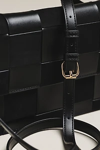 Faux-Suede Woven Shoulder Bag