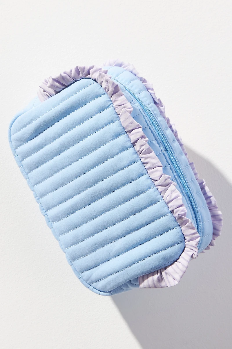 Ruffle Quilted Cosmetic Bag