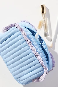 Ruffle Quilted Cosmetic Bag