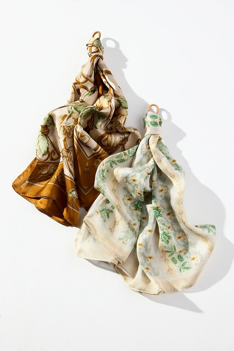Wallpaper Floral Hair Scarves, Set of 2