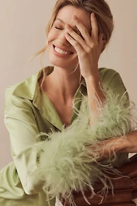 Hutch Faux-Feather Trim Short Pajama Set