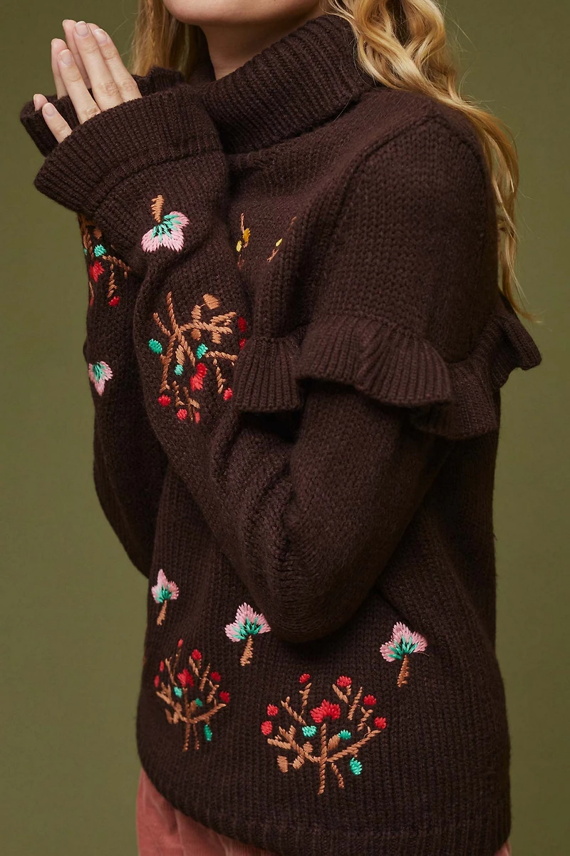 Painted by Lady Ally Embroidered Turtleneck Sweater