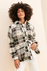 [BLANKNYC] Plaid Fringe Shirt Jacket