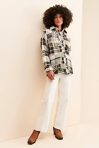 [BLANKNYC] Plaid Fringe Shirt Jacket