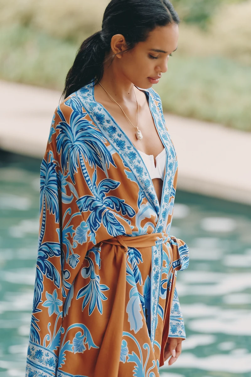 Bel Kazan Long-Sleeve Graphic Tie-Belt Top