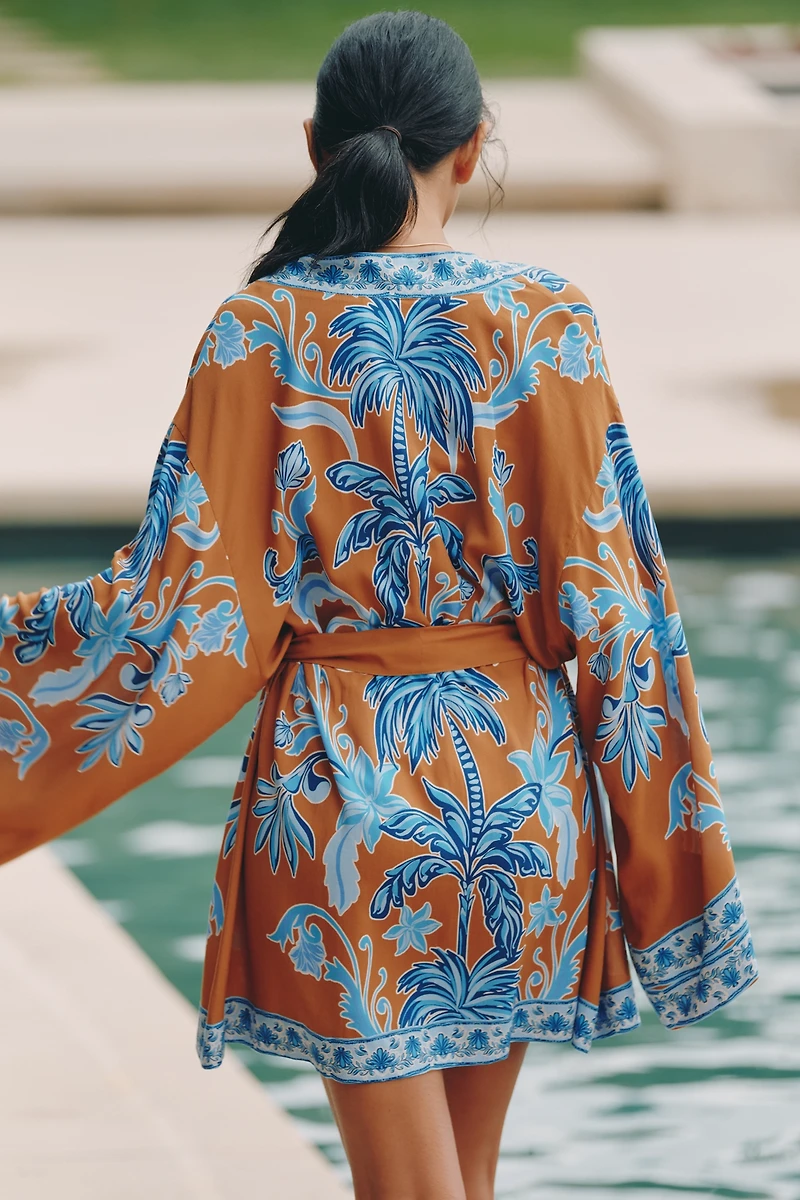 Bel Kazan Long-Sleeve Graphic Tie-Belt Top