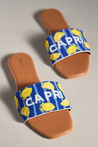 The Fiona Beaded Slide Sandals by Maeve